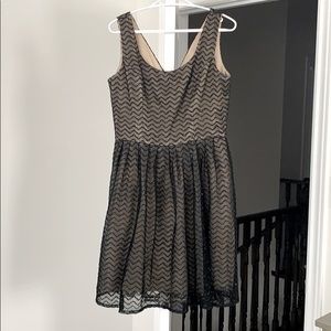 ModCloth Black & Nude MIDI Dress